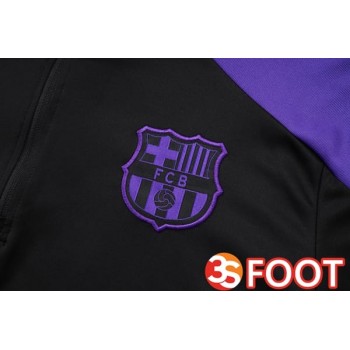 Ensemble Survetement De Foot FC Barcelone Noir Pourpre 2025/2026
