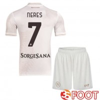 Maillot De Foot SSC Naples (David Neres 7) Enfant Exterieur Blanc 2025/2026