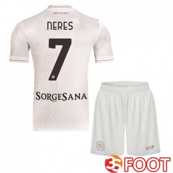 Maillot De Foot SSC Naples (David Neres 7) Enfant Exterieur Blanc 2025/2026