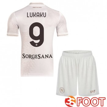 Maillot De Foot SSC Naples (Romelu Lukaku 9) Enfant Exterieur Blanc 2025/2026