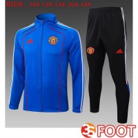 Ensemble Veste Survetement De Foot Manchester United Enfant Bleu 2025/2026