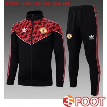 Ensemble Veste Survetement De Foot Manchester United Enfant Rouge Noir 2025/2026