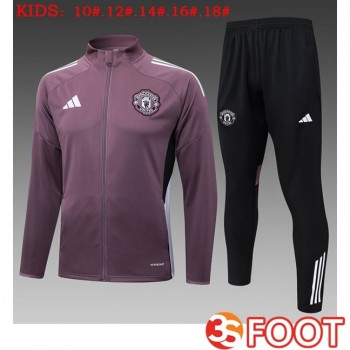 Ensemble Veste Survetement De Foot Manchester United Enfant Pourpre 2025/2026