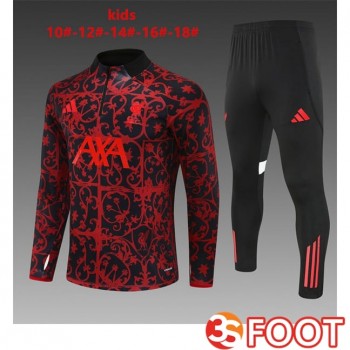 Ensemble Survetement De Foot FC Liverpool Enfant Rouge Noir 2025/2026