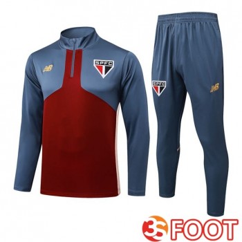 Ensemble Survetement De Foot Sao Paulo FC Rouge Gris 2025/2026