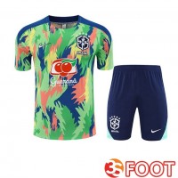 Ensemble Training T-Shirts Bresil + Shorts Vert 2025/2026