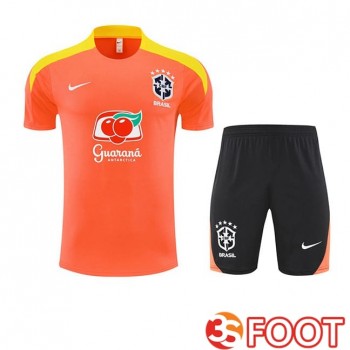 Ensemble Training T-Shirts Bresil + Shorts Orange 2025/2026