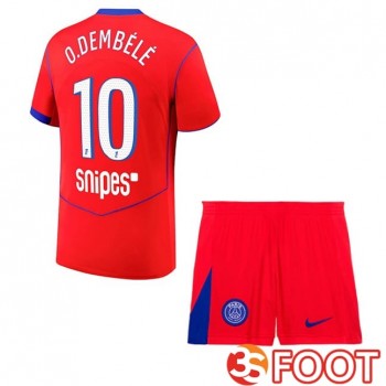 Maillot De Foot Paris PSG (O. Dembélé 10) Enfant Third Rouge 2025/2026