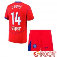 Maillot De Foot Paris PSG (D. Doué 14) Enfant Third Rouge 2025/2026