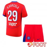 Maillot De Foot Paris PSG (B.Barcola 29) Enfant Third Rouge 2025/2026
