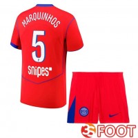 Maillot De Foot Paris PSG (Marquinhos 5) Enfant Third Rouge 2025/2026 Maillot De Foot Paris PSG (Marquinhos 5) Enfant Third Rouge 2025/2026