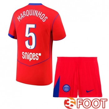 Maillot De Foot Paris PSG (Marquinhos 5) Enfant Third Rouge 2025/2026