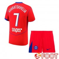 Maillot De Foot Paris PSG (Kvaratskhelia 7) Enfant Third Rouge 2025/2026