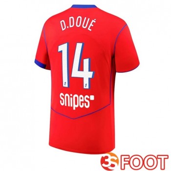 Maillot De Foot Paris PSG (D. Doué 14) Third Rouge 2025/2026