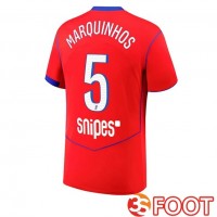 Maillot De Foot Paris PSG (Marquinhos 5) Third Rouge 2025/2026