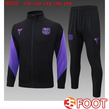 Ensemble Veste Survetement De Foot FC Barcelone Enfant Noir 2025/2026