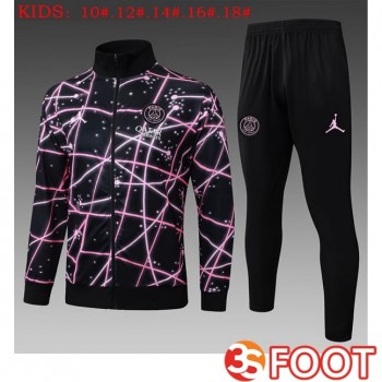 Ensemble Veste Survetement De Foot Jordan Paris PSG Enfant Noir 2025/2026