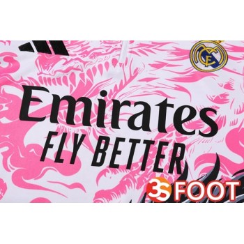 Ensemble Survetement De Foot Real Madrid Rose Blanc 2025/2026