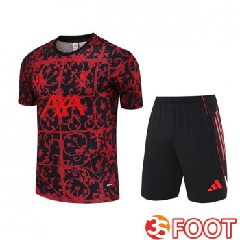 Ensemble Training T-Shirts FC Liverpool + Shorts Rouge Noir 2025/2026