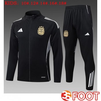Ensemble Veste Survetement De Foot Argentine Enfant Noir 2025/2026