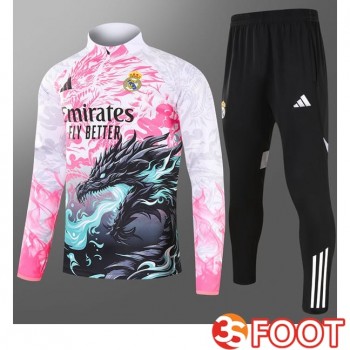 Ensemble Survetement De Foot Real Madrid Enfant Rose Blanc 2025/2026