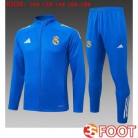 Ensemble Veste Survetement De Foot Real Madrid Enfant Bleu 2025/2026