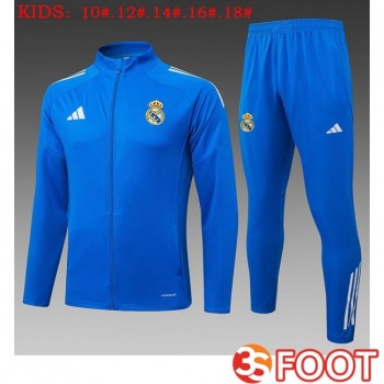 Ensemble Veste Survetement De Foot Real Madrid Enfant Bleu 2025/2026