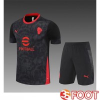 Ensemble Training T-Shirts Milan AC Enfant Noir/Gris/Rouge 2025/2026