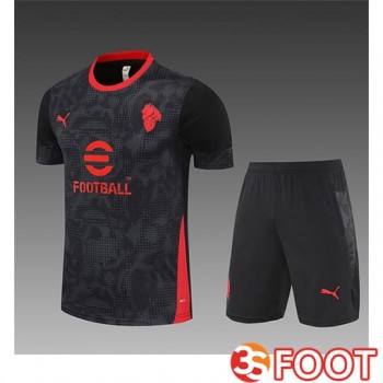 Ensemble Training T-Shirts Milan AC Enfant Noir/Gris/Rouge 2025/2026