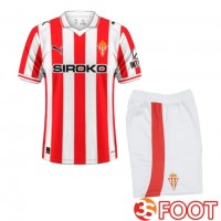 Maillot De Foot Sporting Gijon Enfant Domicile Rouge Blanc 2025/2026