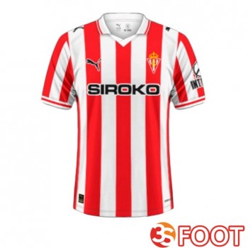 Maillot De Foot Sporting Gijon Domicile Rouge Blanc 2025/2026