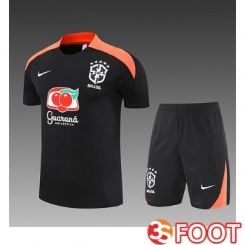Ensemble Training T-Shirts Brésil Enfant Noir/Orange 2025/2026