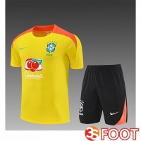 Ensemble Training T-Shirts Brésil Enfant Jaune/Orange 2025/2026