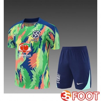Ensemble Training T-Shirts Brésil Enfant Vert/Bleu/Jaune 2025/2026