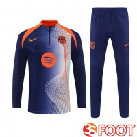 Ensemble Survetement De Foot FC Barcelone Bleu Royal Orange 2025/2026