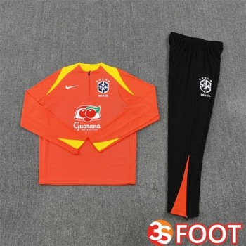 Ensemble Survetement De Foot Bresil Orange 2025/2026