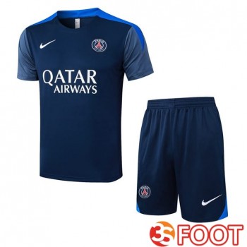 Ensemble Training T-Shirts Paris PSG + Shorts Bleu Royal 2025/2026