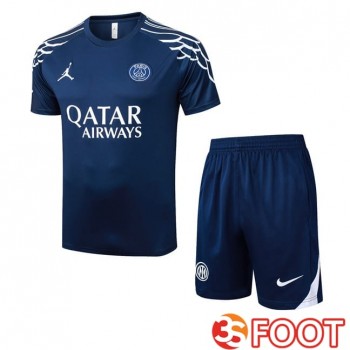 Ensemble Training T-Shirts Paris PSG + Shorts Bleu Royal 2025/2026