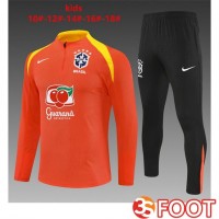 Ensemble Survetement De Foot Bresil Enfant Orange 2025/2026