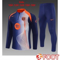 Ensemble Survetement De Foot FC Barcelone Enfant Bleu Royal Orange 2025/2026