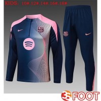 Ensemble Survetement De Foot FC Barcelone Enfant Bleu Royal Rose 2025/2026