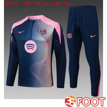 Ensemble Survetement De Foot FC Barcelone Enfant Bleu Royal Rose 2025/2026