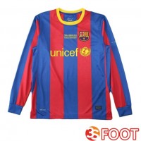 Maillot De Foot FC Barcelone Retro Domicile Manche Longue Bleu Rouge 2010-2011
