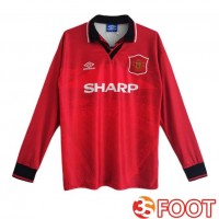 Maillot De Foot Manchester United Retro Domicile Manche Longue Rouge 1994-1996