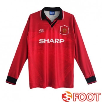 Maillot De Foot Manchester United Retro Domicile Manche Longue Rouge 1994-1996