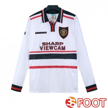 Maillot De Foot Manchester United Retro Exterieur Manche Longue Blanc 1997-1999