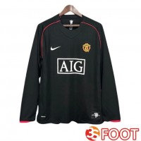 Maillot De Foot Manchester United Retro Exterieur Manche Longue Noir 2007-2008