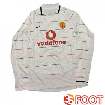 Maillot De Foot Manchester United Retro Third Manche Longue Blanc 2003-2005