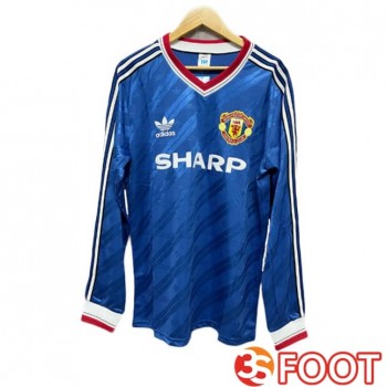 Maillot De Foot Manchester United Retro Third Manche Longue Bleu 1986-1988