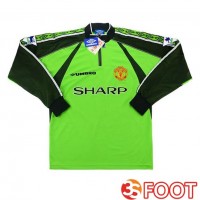 Maillot De Foot Manchester United Retro Gardien De but Manche Longue Vert 1998-1999